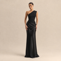 One-Shoulder Satin Column Gown