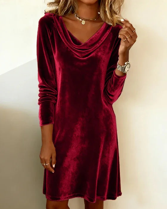 Off-Shoulder Draped Velvet Maxi Dress