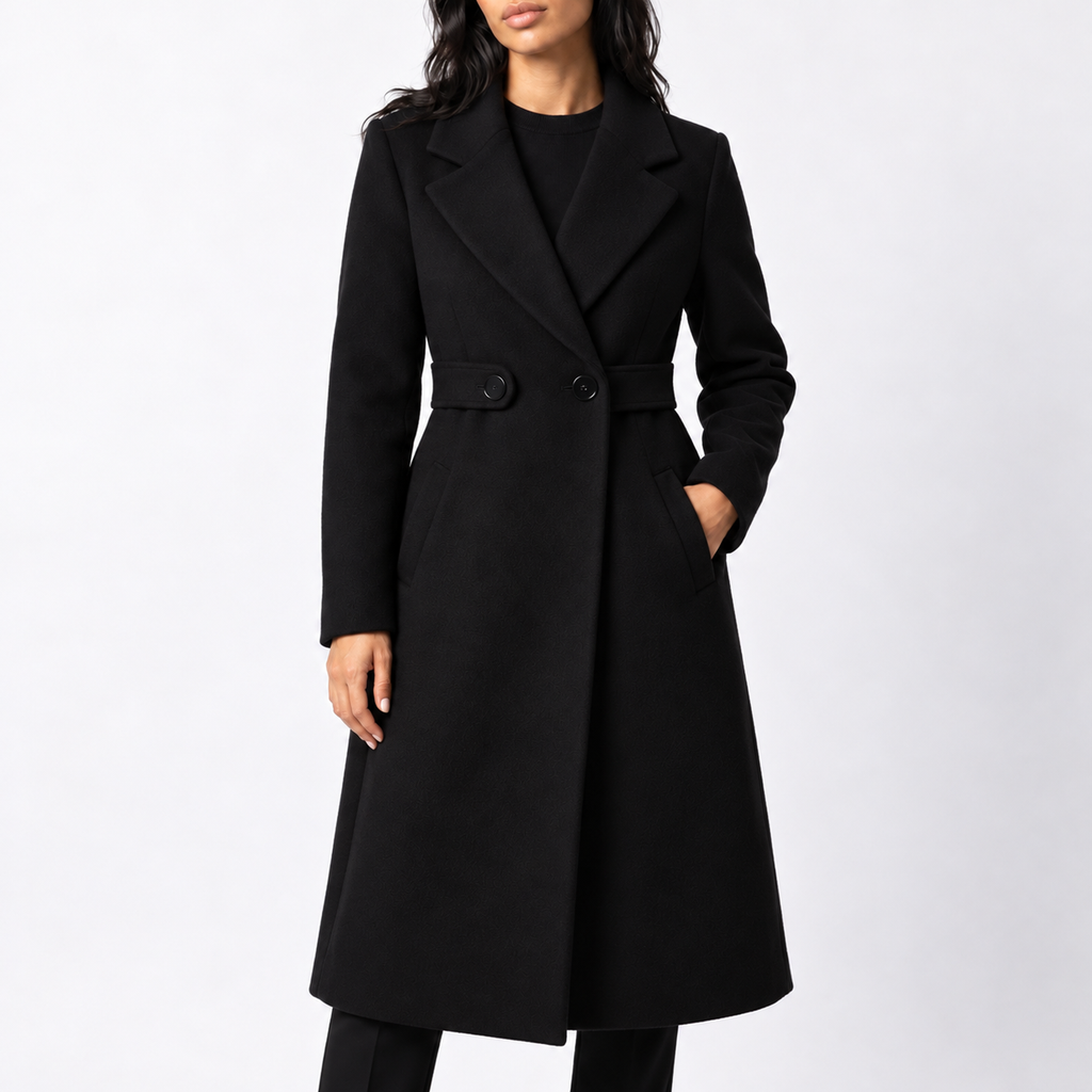 Belted Wide-Lapel Long Coat