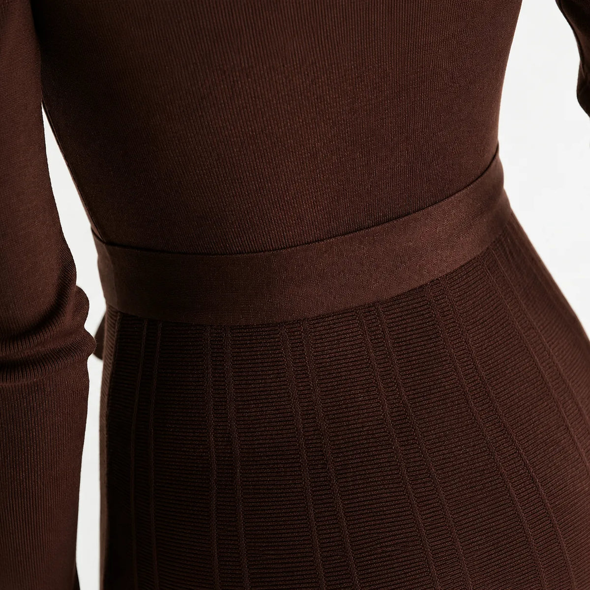 Belted Turtleneck Flared Sweater Dress