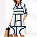 Geometric Print Midi Shirt Dress