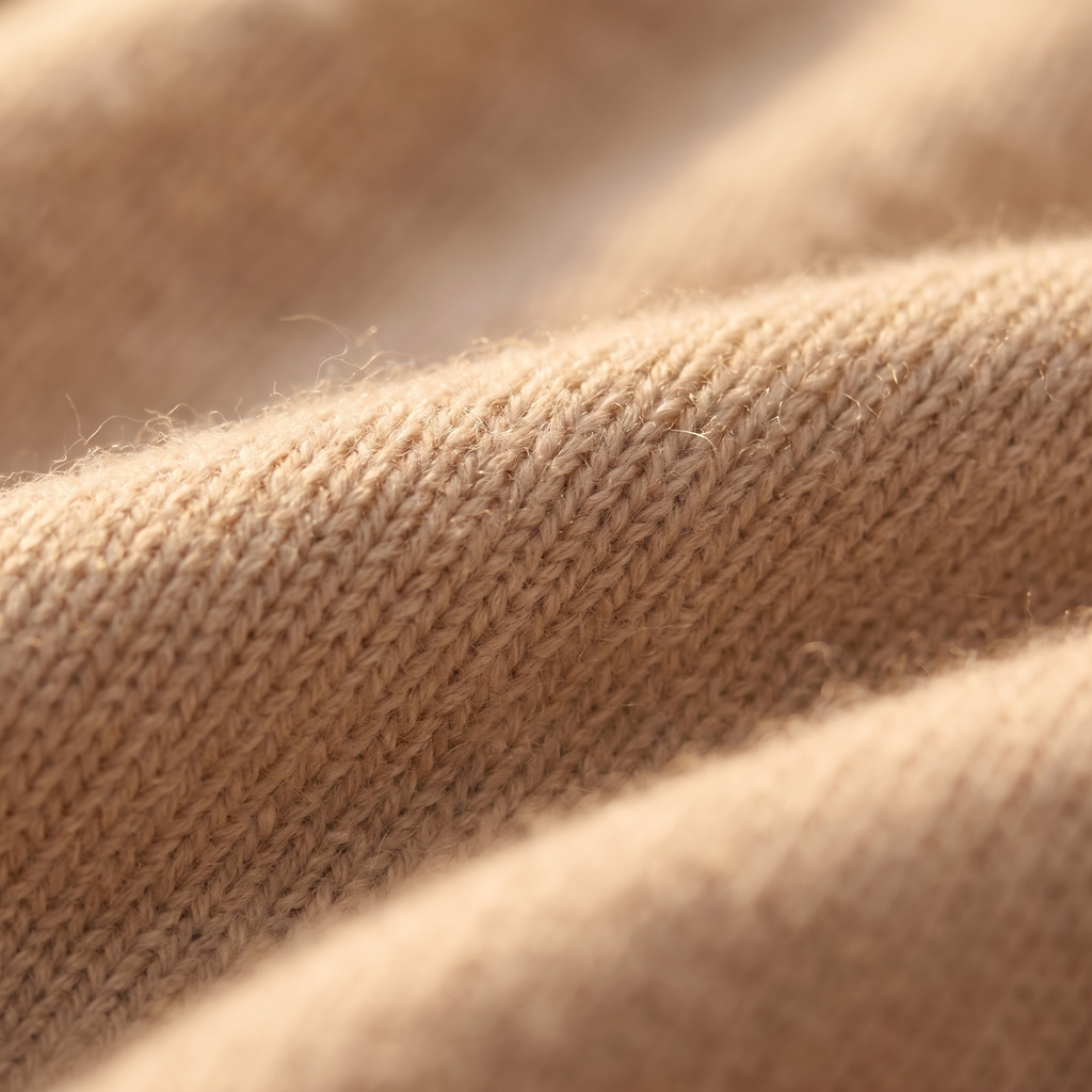 Wrap V-Neck Midi Sweater Dress in Sand, close-up of the knit