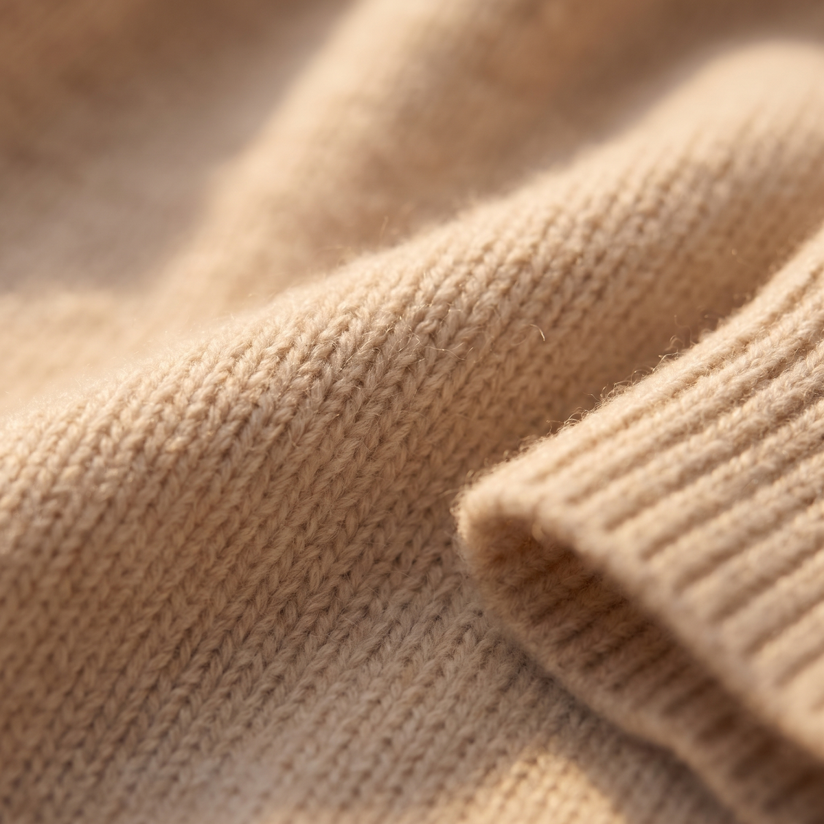 Turtleneck Knee-Length Sweater Dress in Oatmeal, close-up of the knit