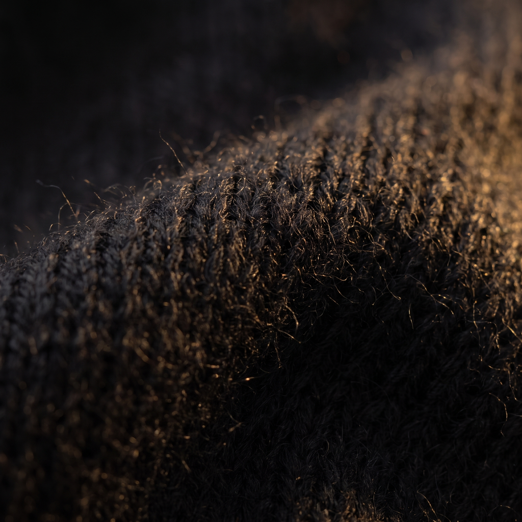 Slim Turtleneck Sweater in Black, close-up of the knit