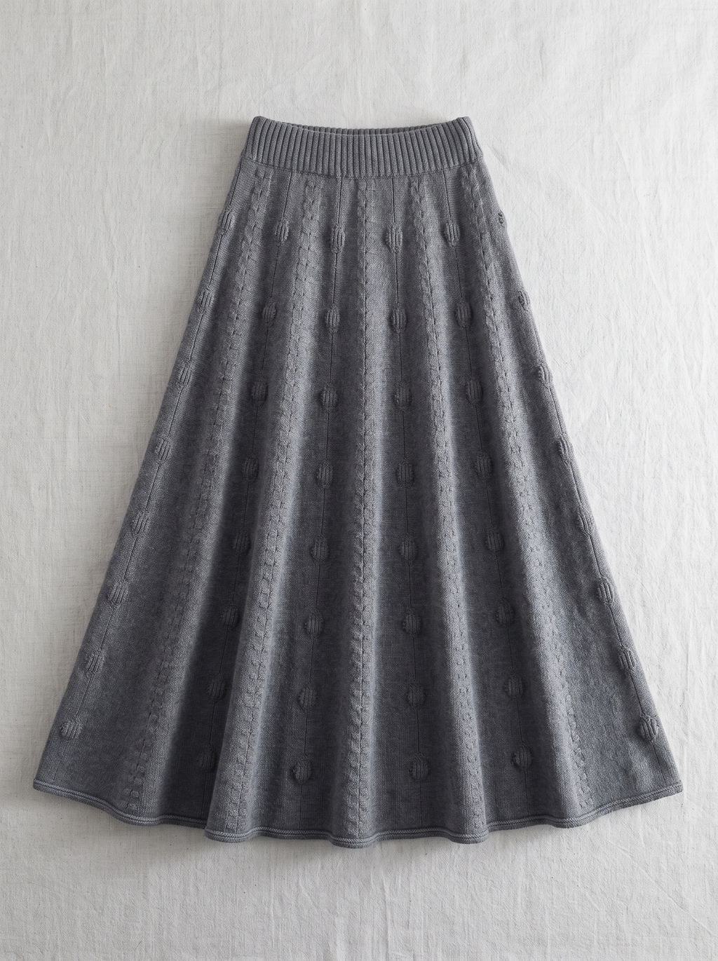 Long Knit A-Line Skirt laid flat