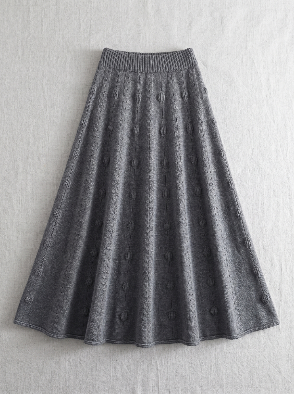 Long Knit A-Line Skirt laid flat