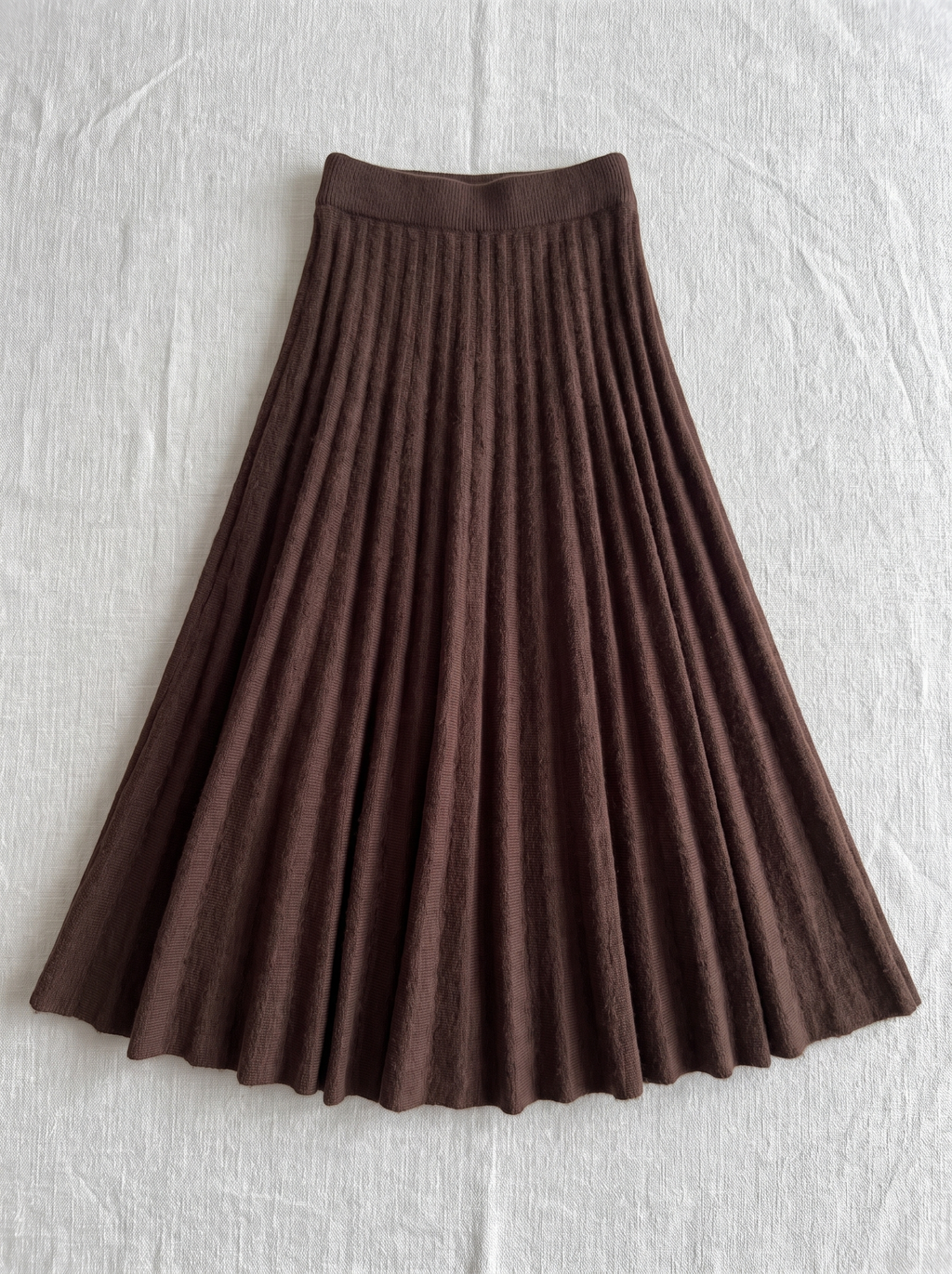 Full Pleated Knit Midi Skirt laid flat