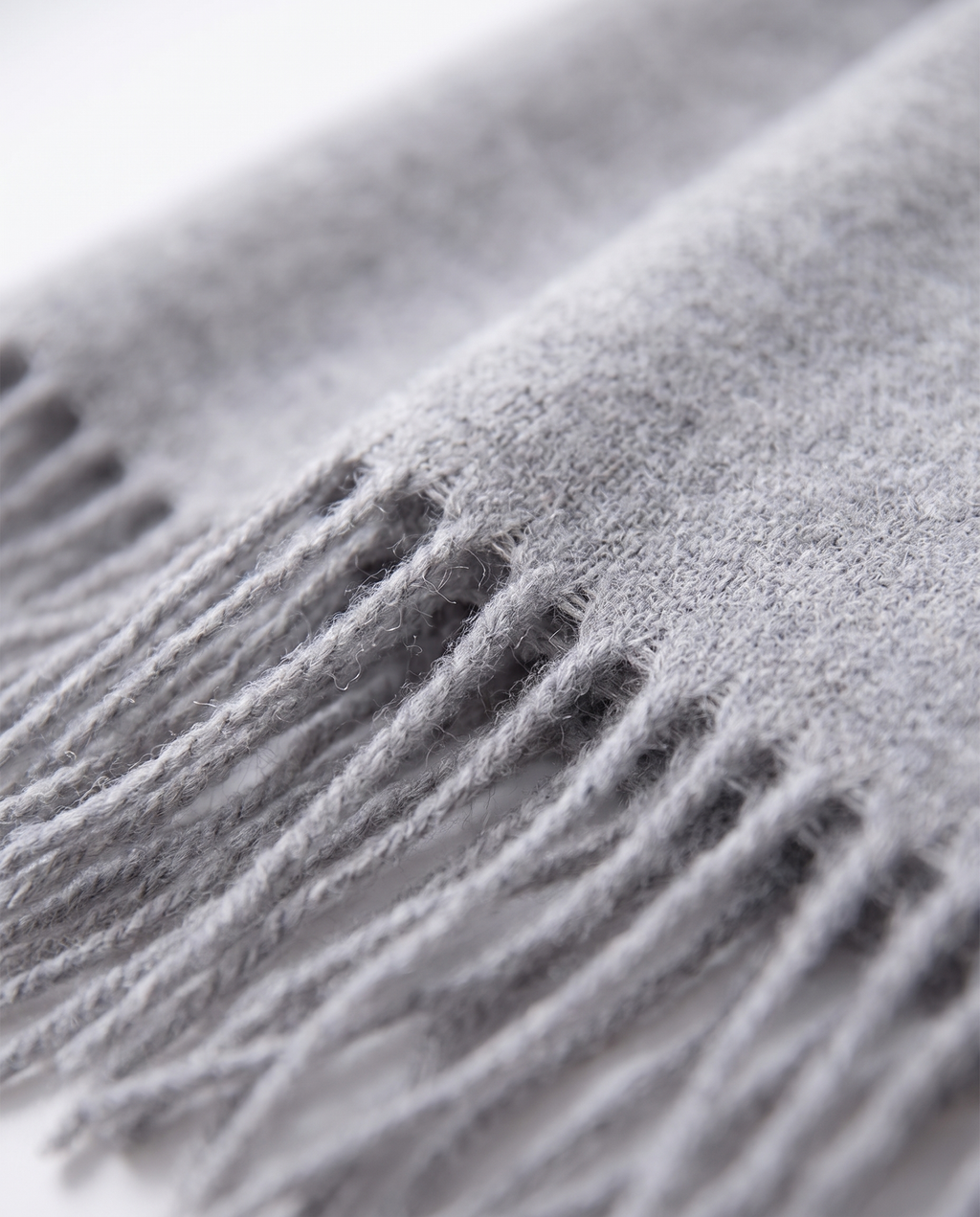 Long Fringed Wrap Scarf, weave and fringe close-up
