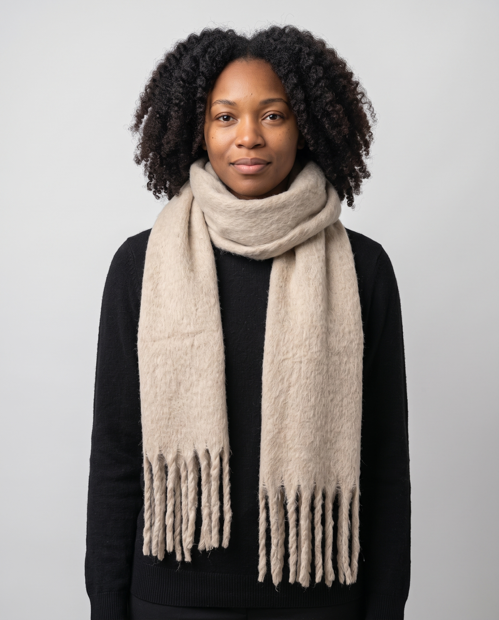 Brushed Fringe Scarf in Oatmeal