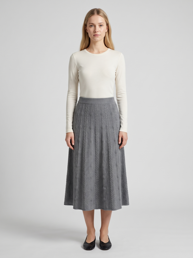 Long Knit A-Line Skirt