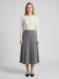 Long Knit A-Line Skirt in Grey