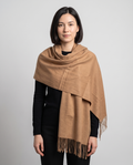 Fringed Blanket Scarf in Camel