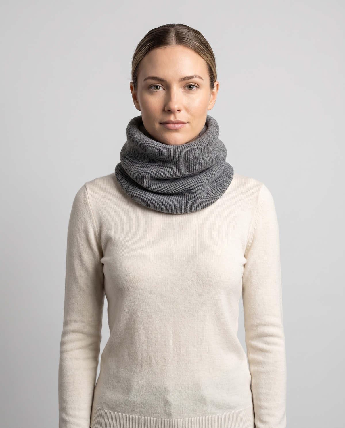 Knit Snood Scarf in Grey