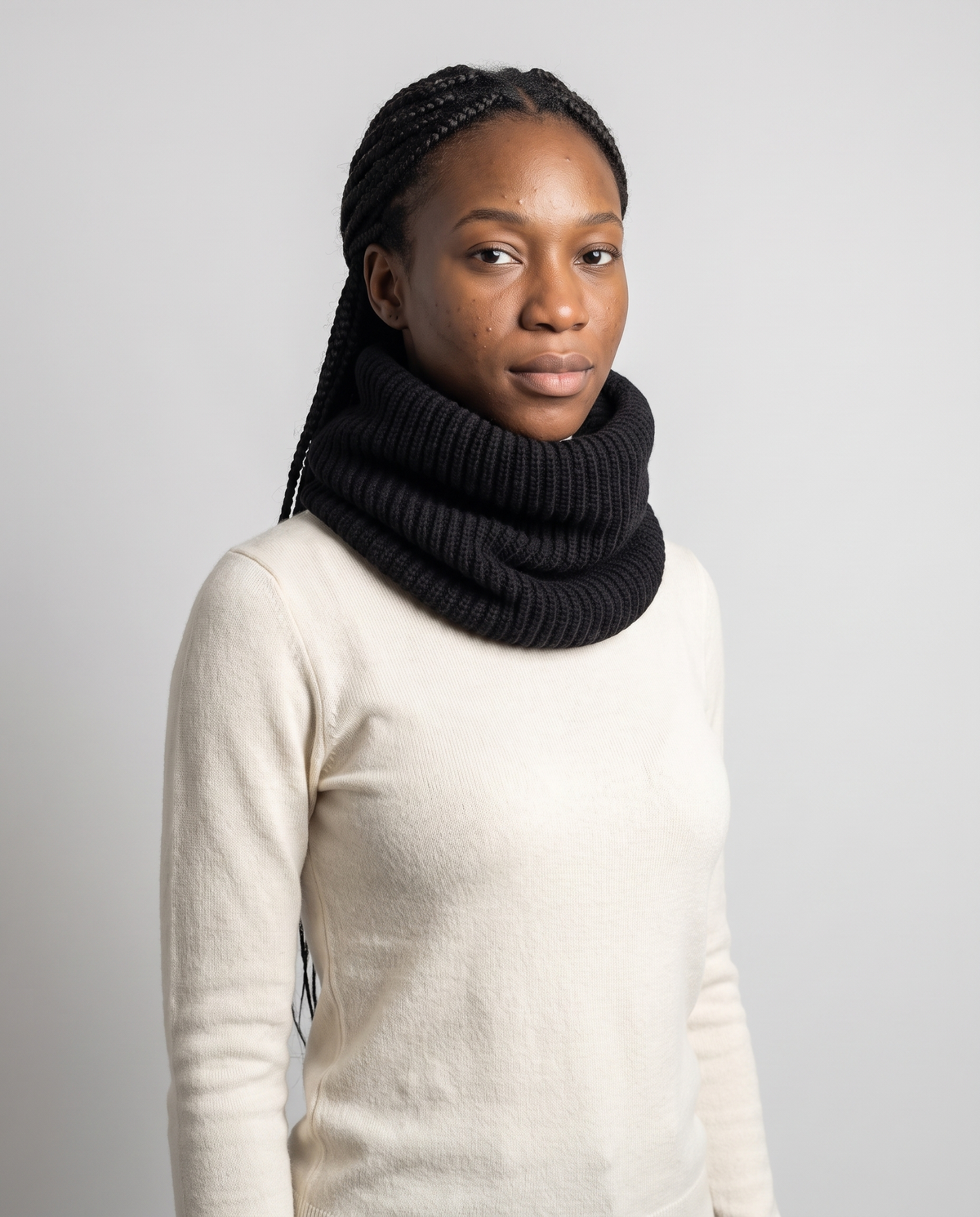 Knit Snood Scarf in Black