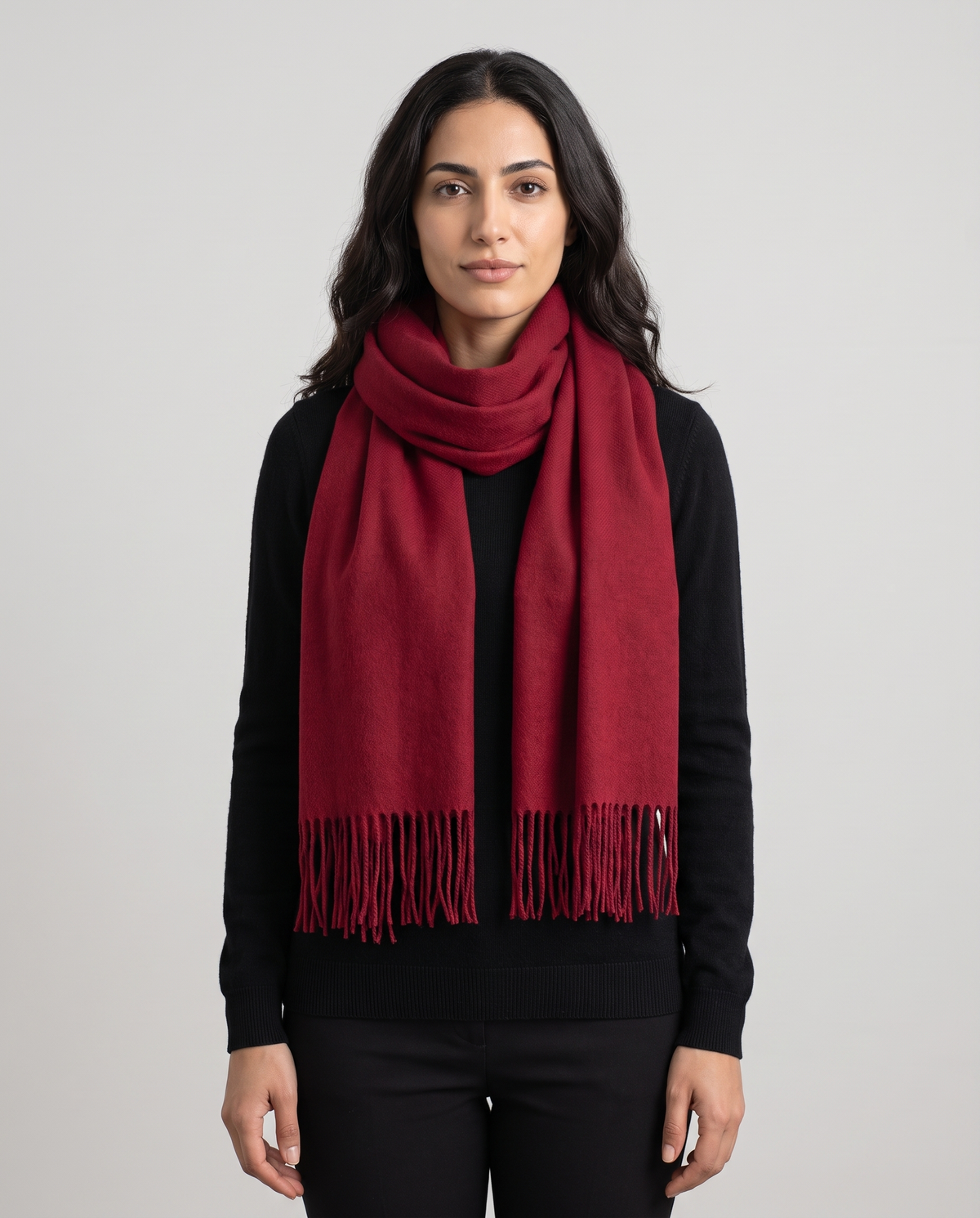 Reversible Two-Tone Wrap Scarf in Red