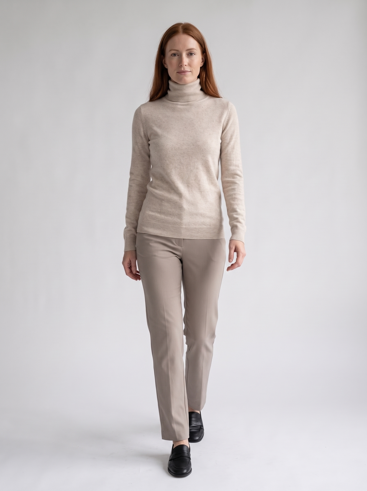 Slim Turtleneck Sweater in Oatmeal