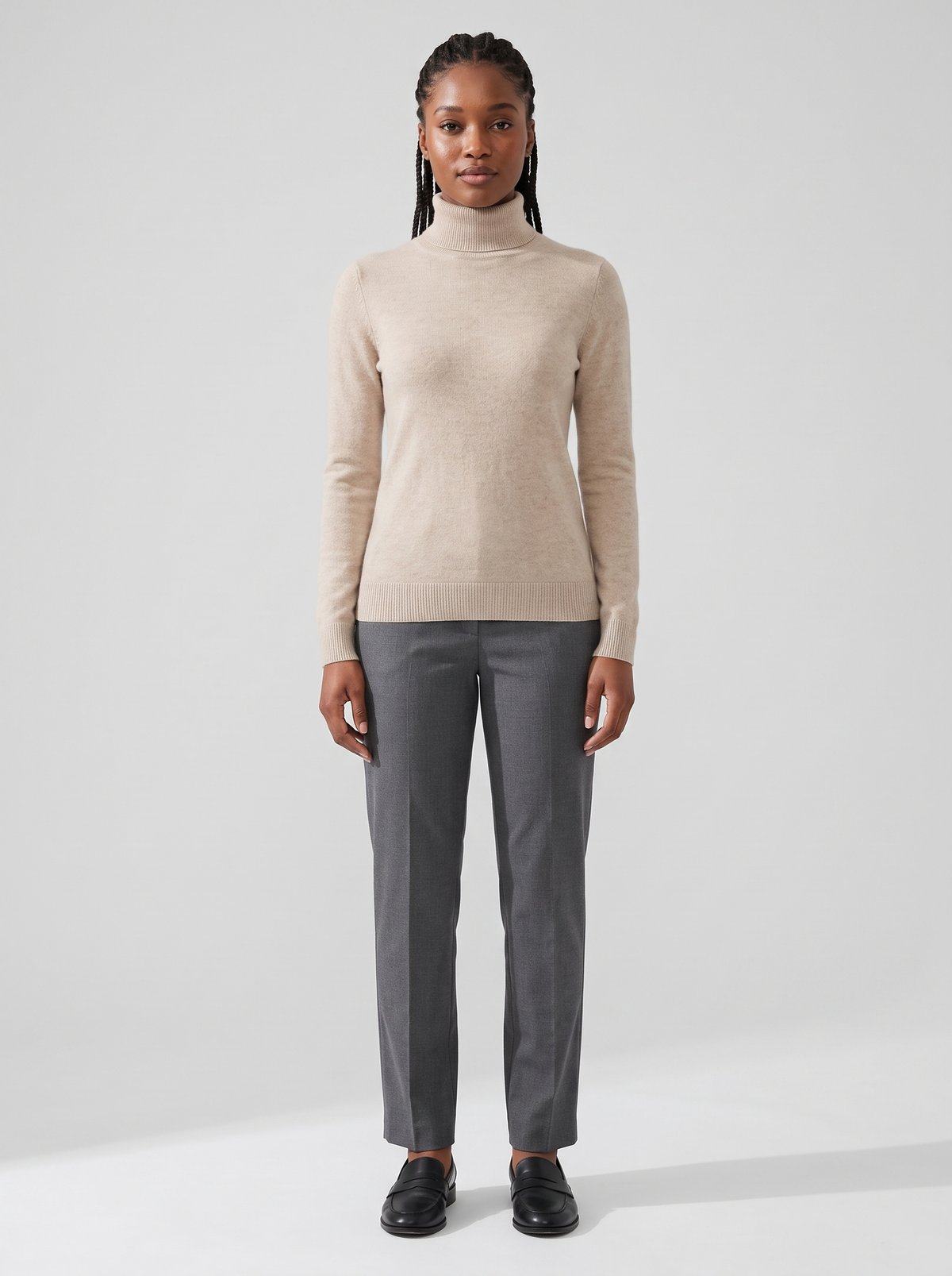 Slim Turtleneck Sweater in Sand