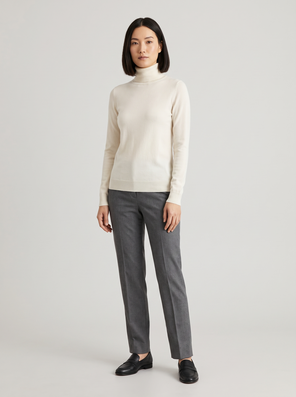 Slim Turtleneck Sweater in Ivory