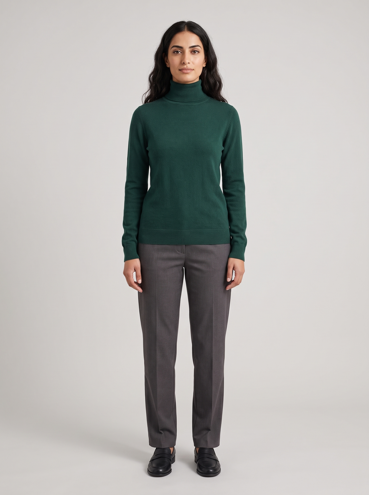 Slim Turtleneck Sweater in Forest Green