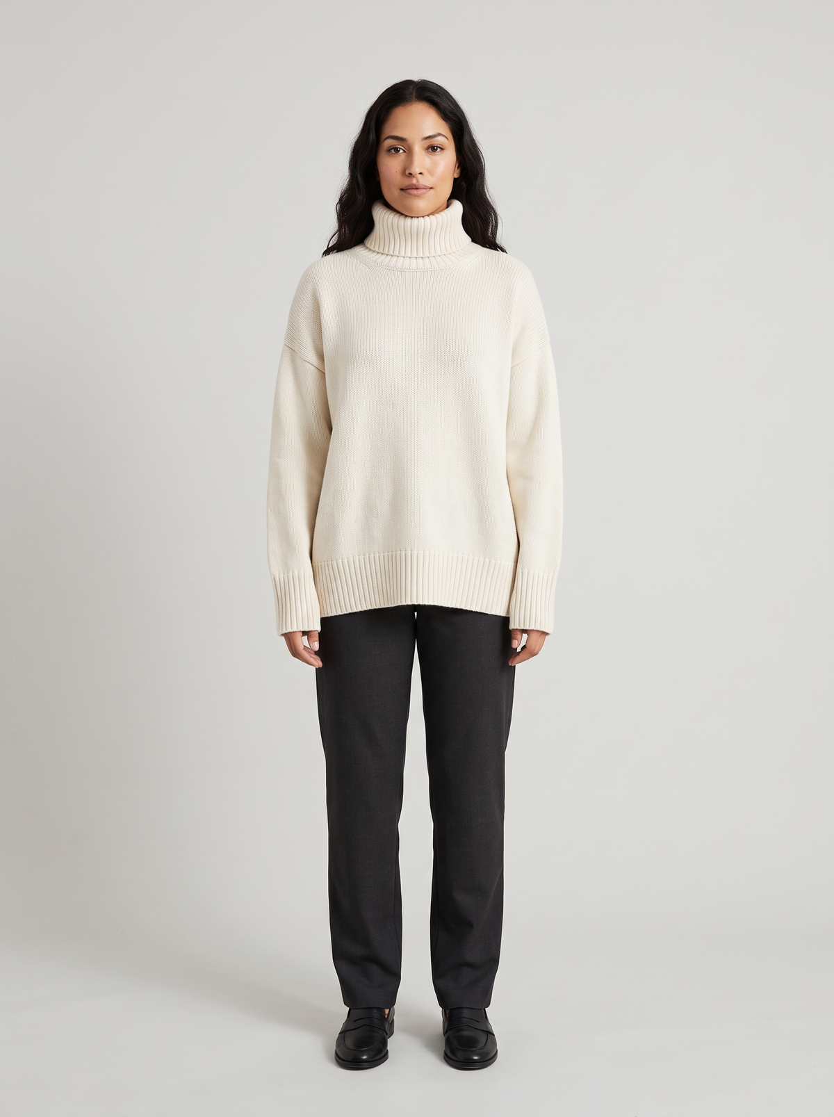 Oversized Chunky Turtleneck Sweater in Ivory