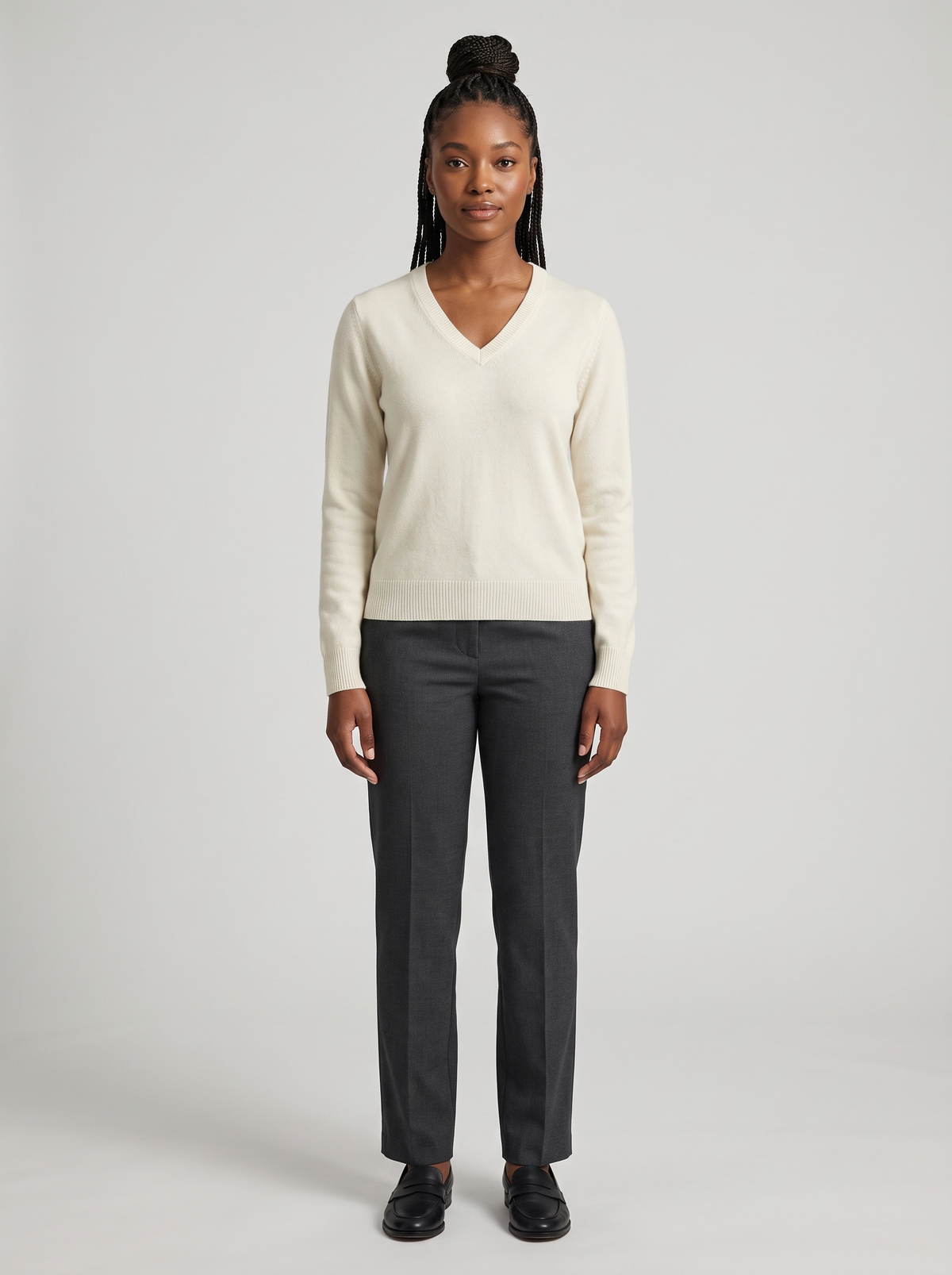 Classic V-Neck Sweater in Ivory