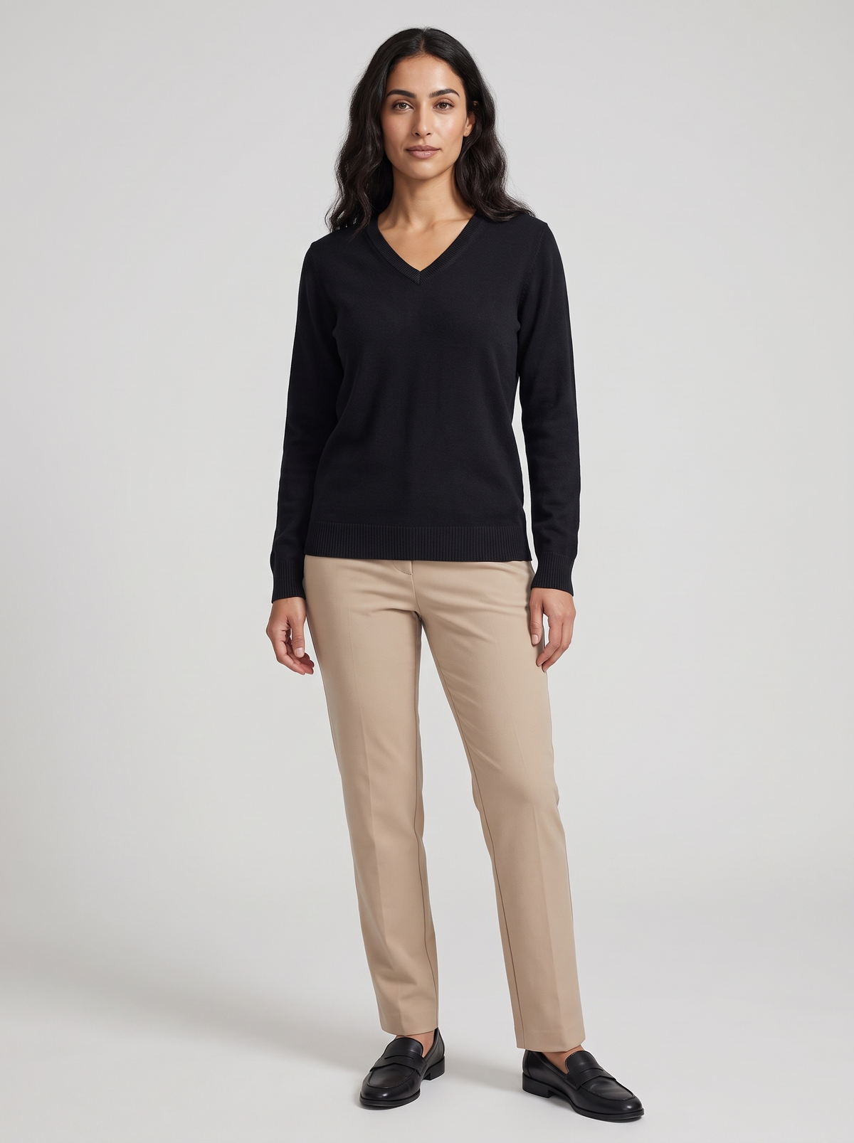 Classic V-Neck Sweater in Black