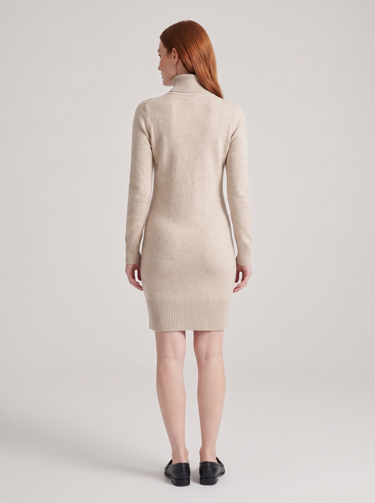 Turtleneck Knee-Length Sweater Dress, back view