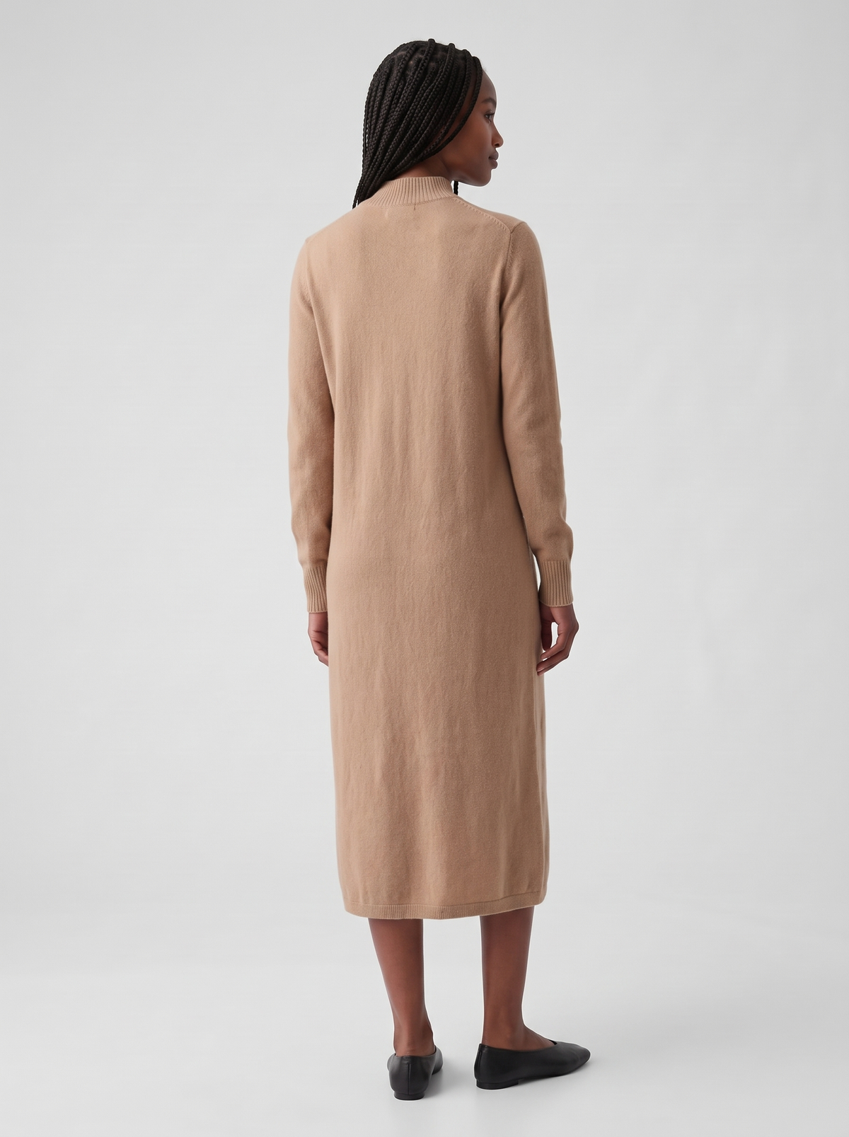 Mock-Neck Long Sweater Dress, back view