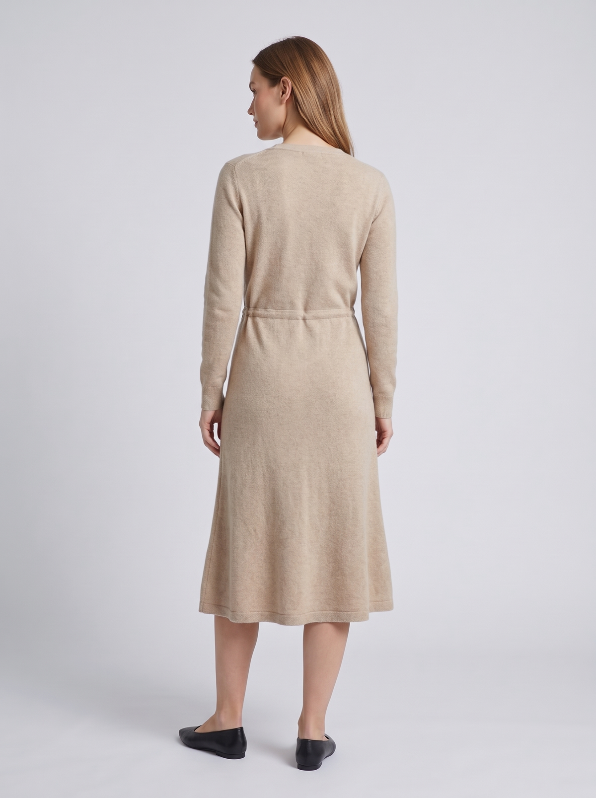 Wrap V-Neck Midi Sweater Dress, back view