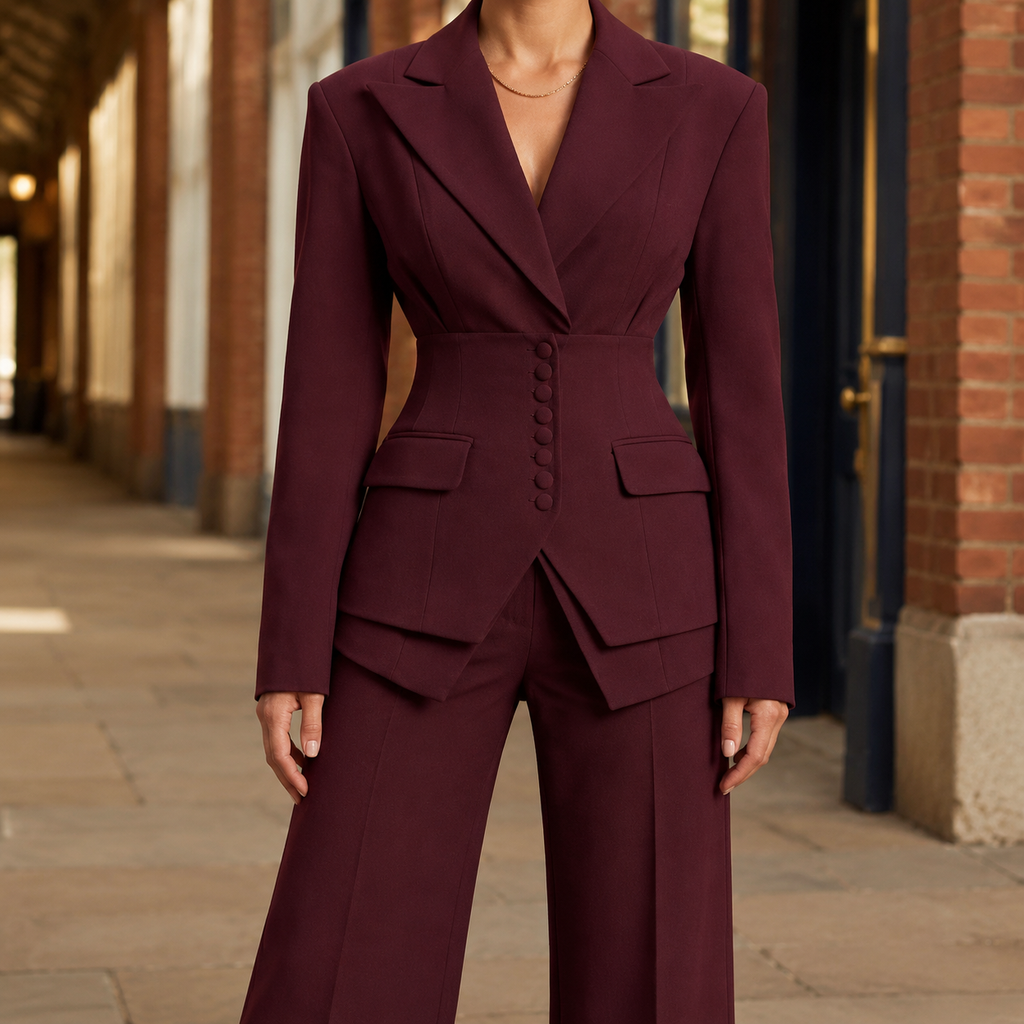 Peak Lapel Sculpted Pantsuit
