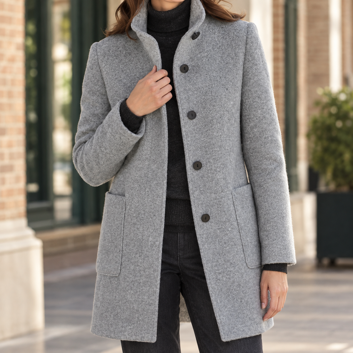 Stand Collar Straight Coat