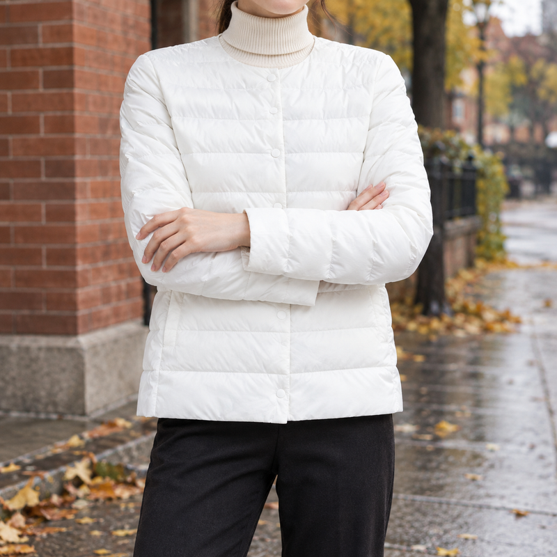 Lightweight Collarless Down Jacket