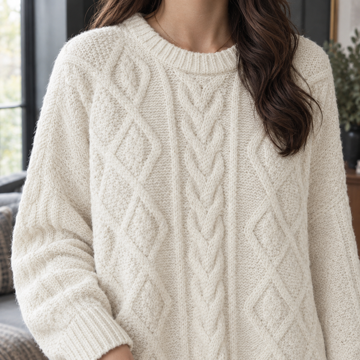 Cable & Diamond Knit Sweater