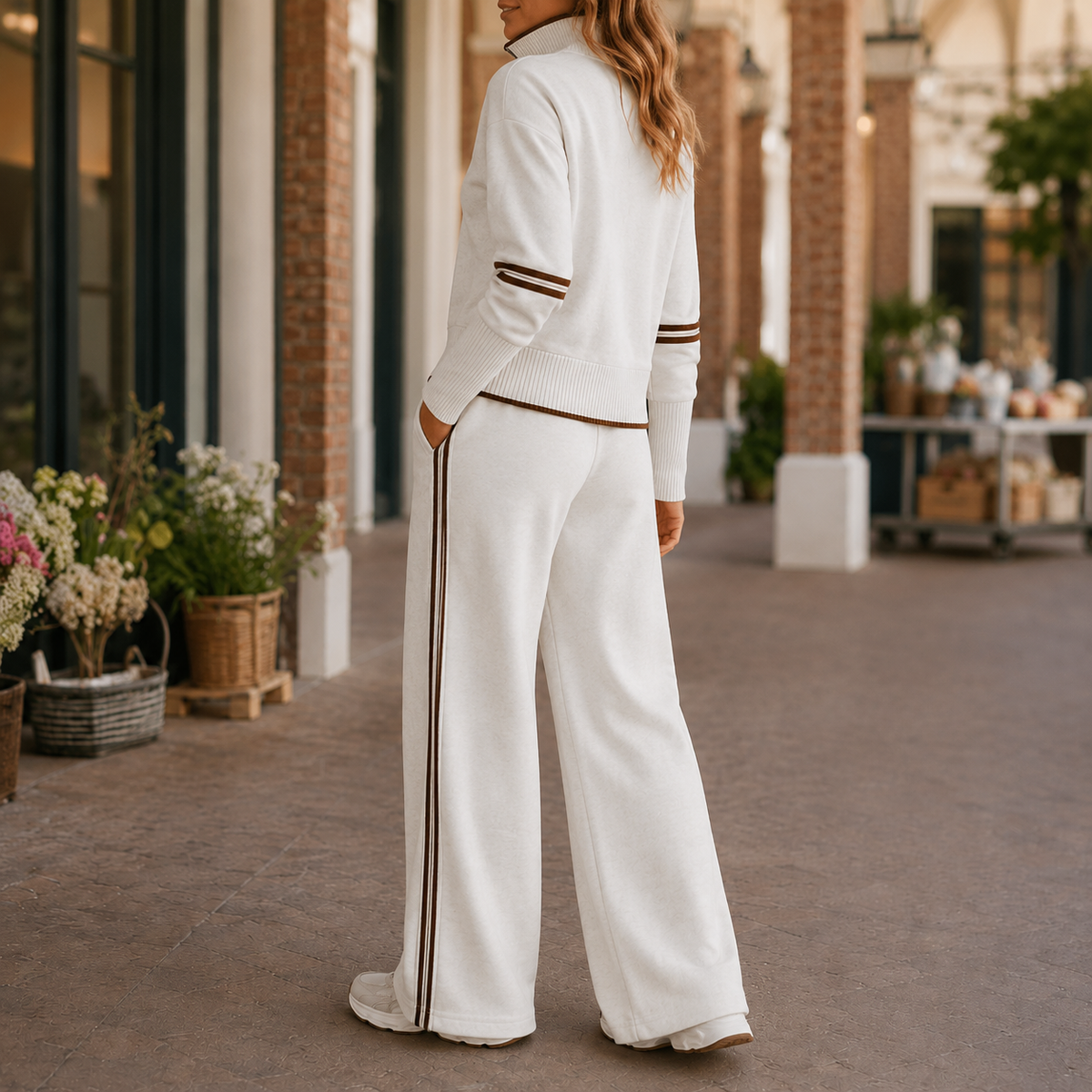 Quarter-Zip Top & Wide-Leg Pants Set