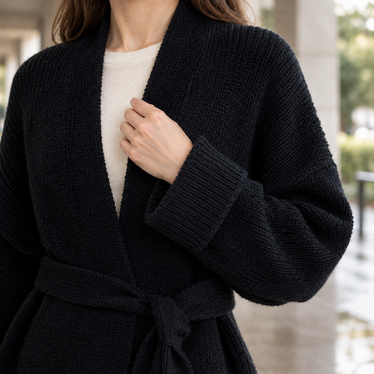 Belted Wrap Knit Cardigan
