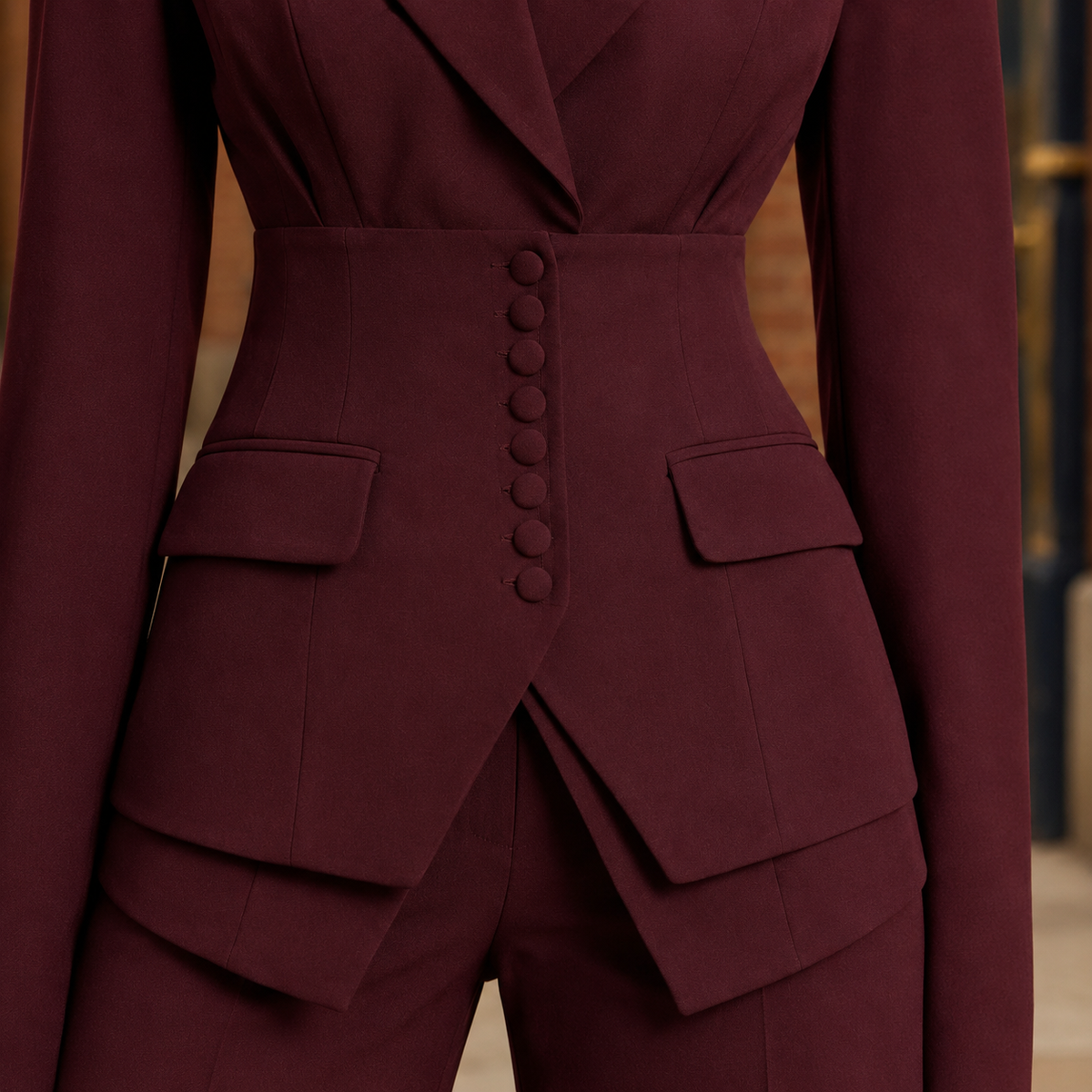Peak Lapel Sculpted Pantsuit