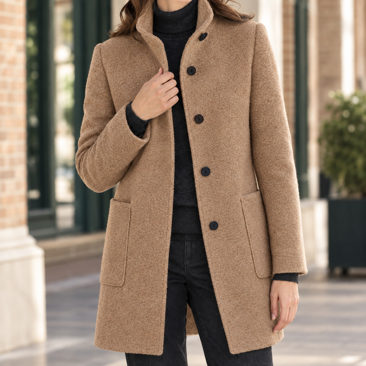 Stand Collar Straight Coat