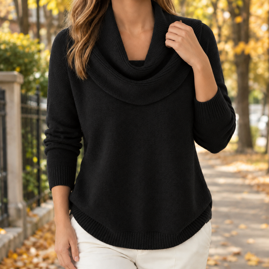 Cowl Neck Relaxed Knit Sweater