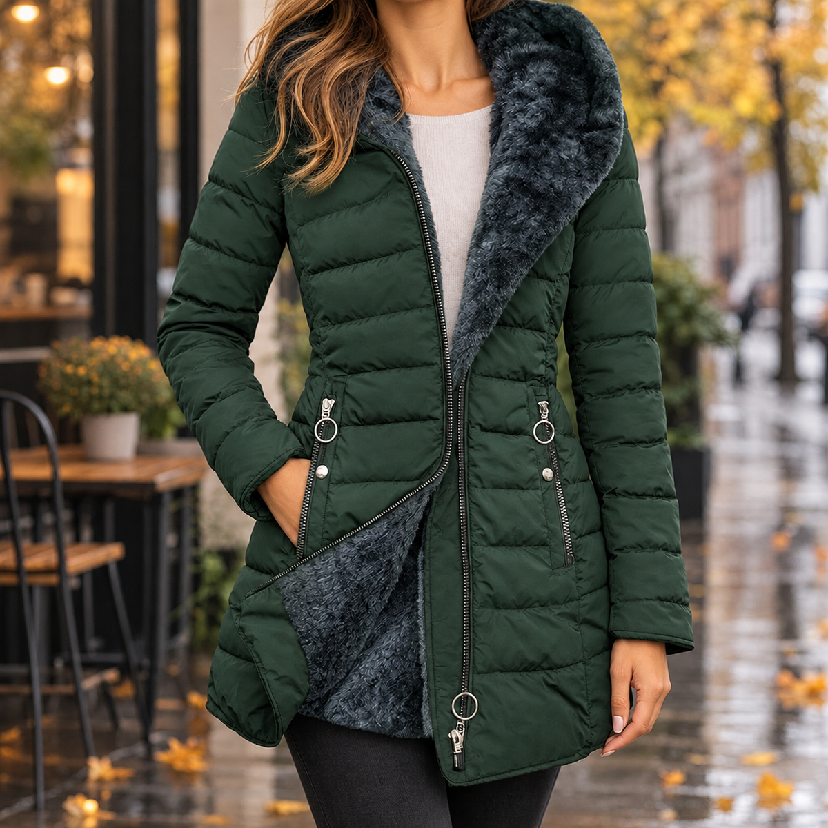 Plush-Lined Longline Puffer Jacket