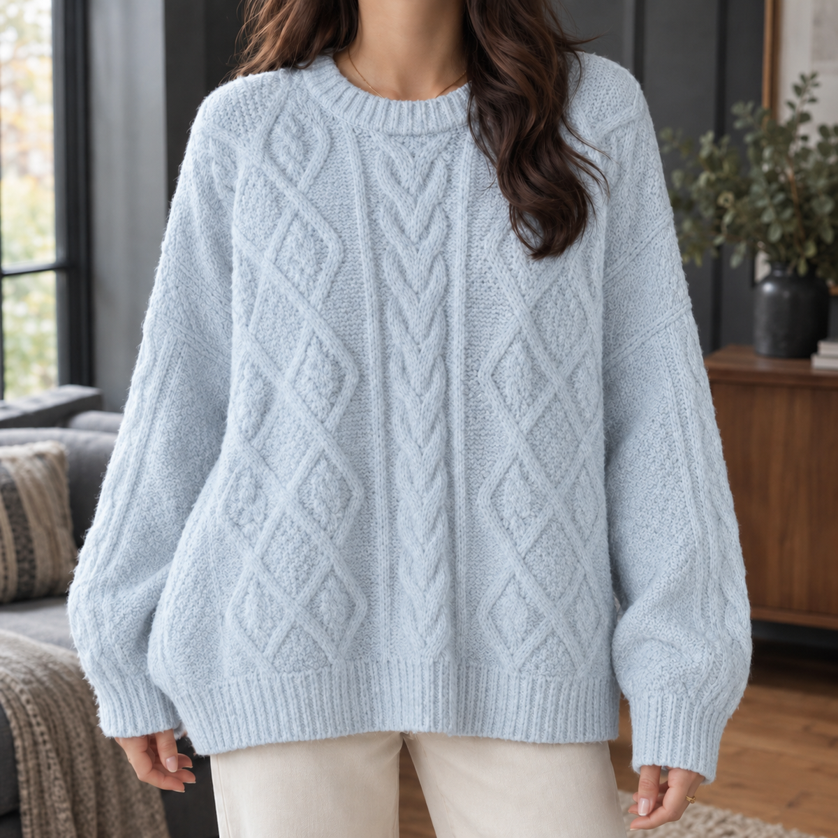Cable & Diamond Knit Sweater