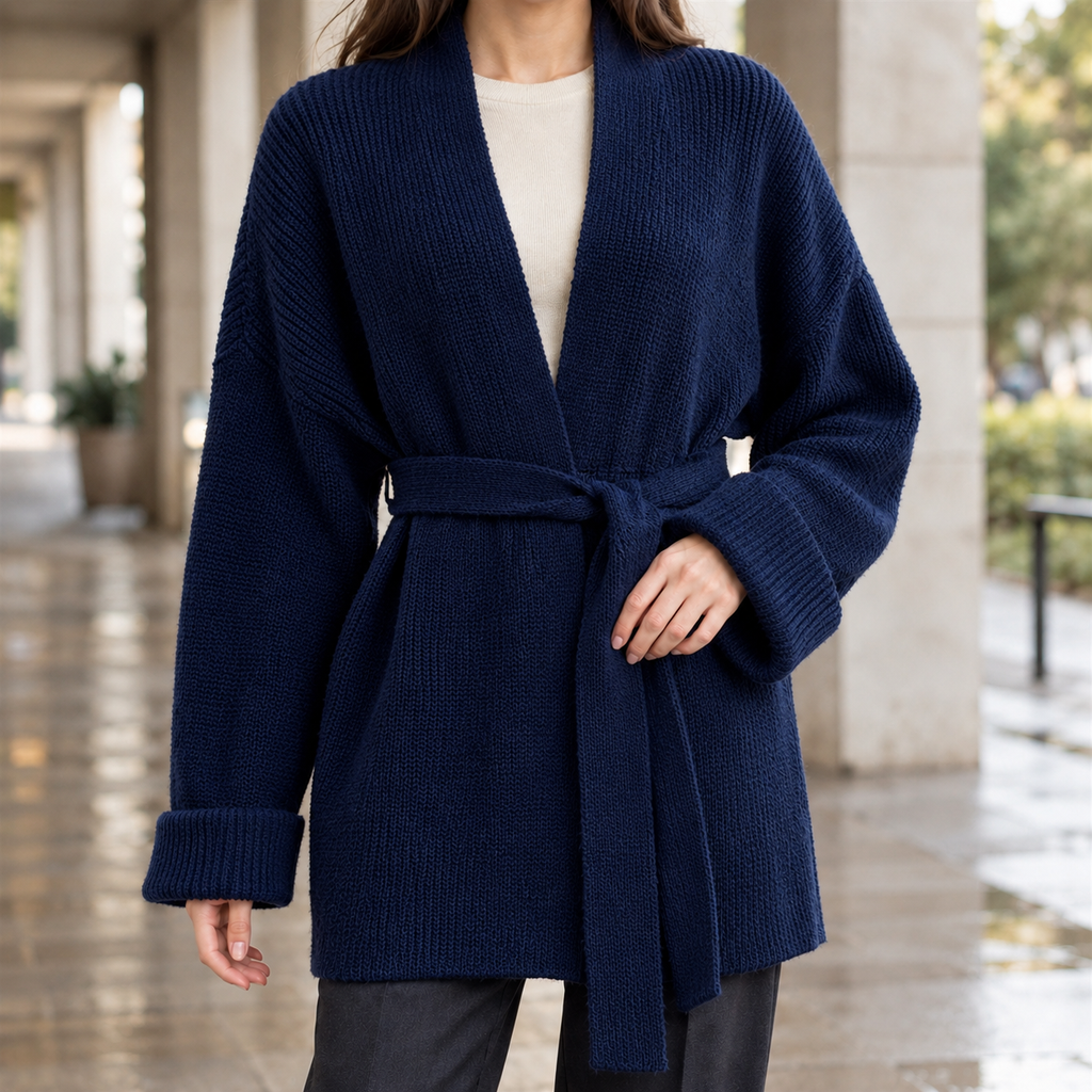 Belted Wrap Knit Cardigan