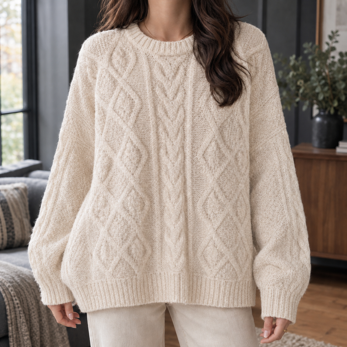 Cable & Diamond Knit Sweater