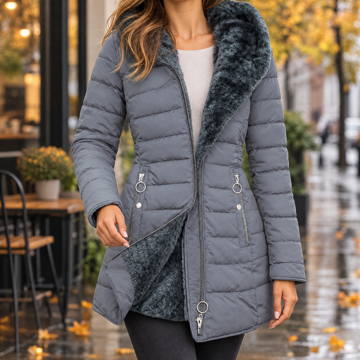 Plush-Lined Longline Puffer Jacket