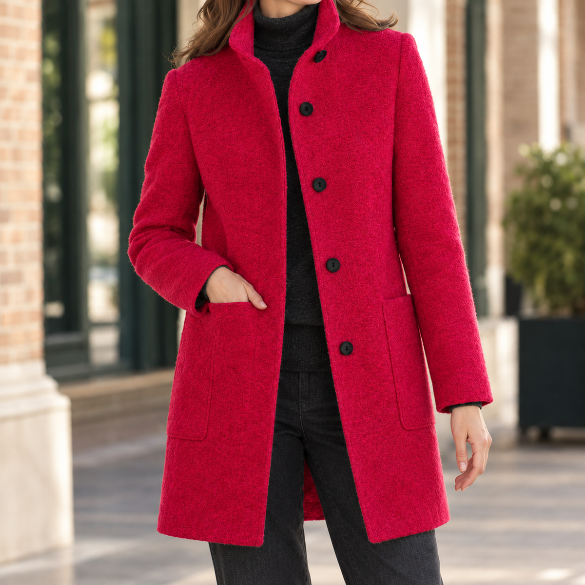 Stand Collar Straight Coat