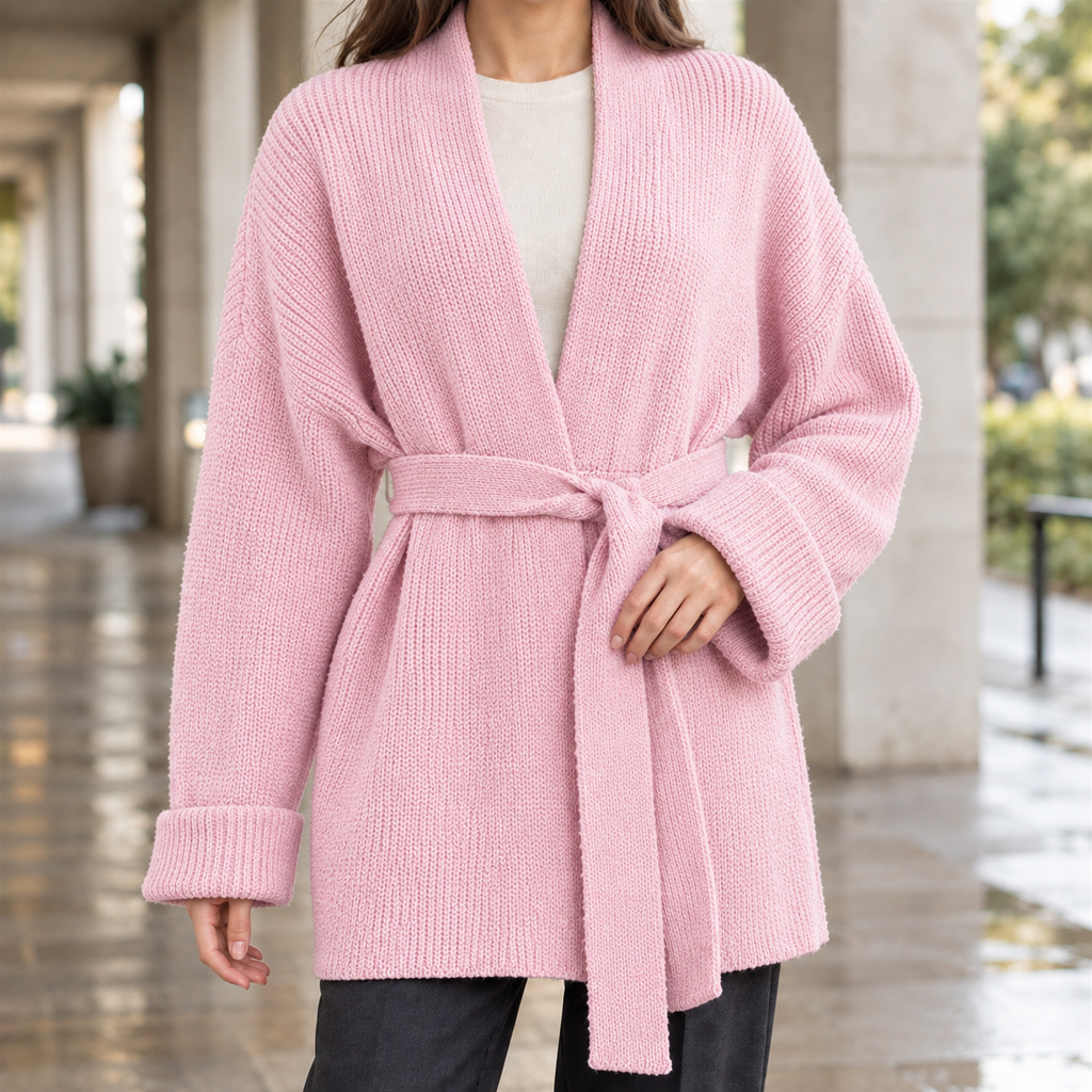 Belted Wrap Knit Cardigan