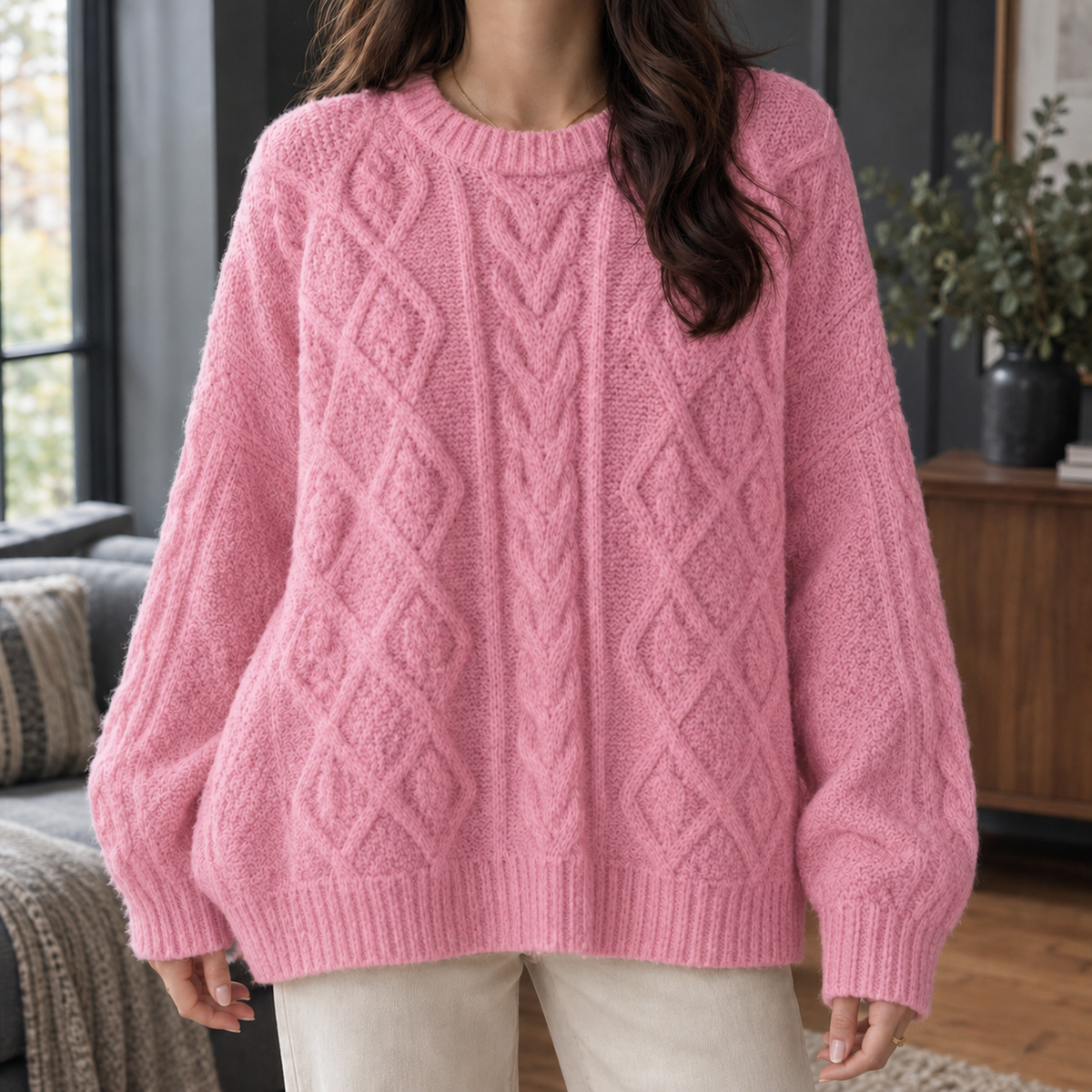 Cable & Diamond Knit Sweater