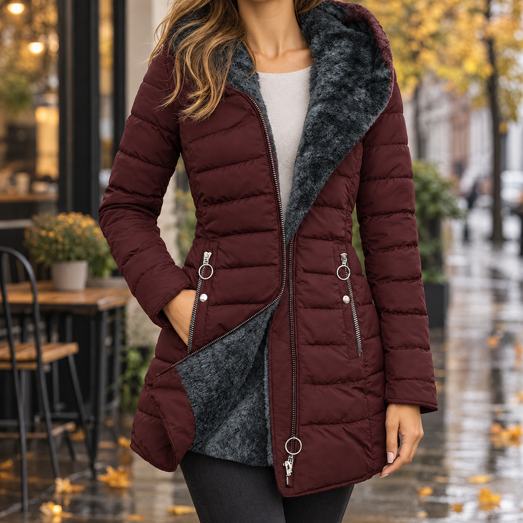 Plush-Lined Longline Puffer Jacket