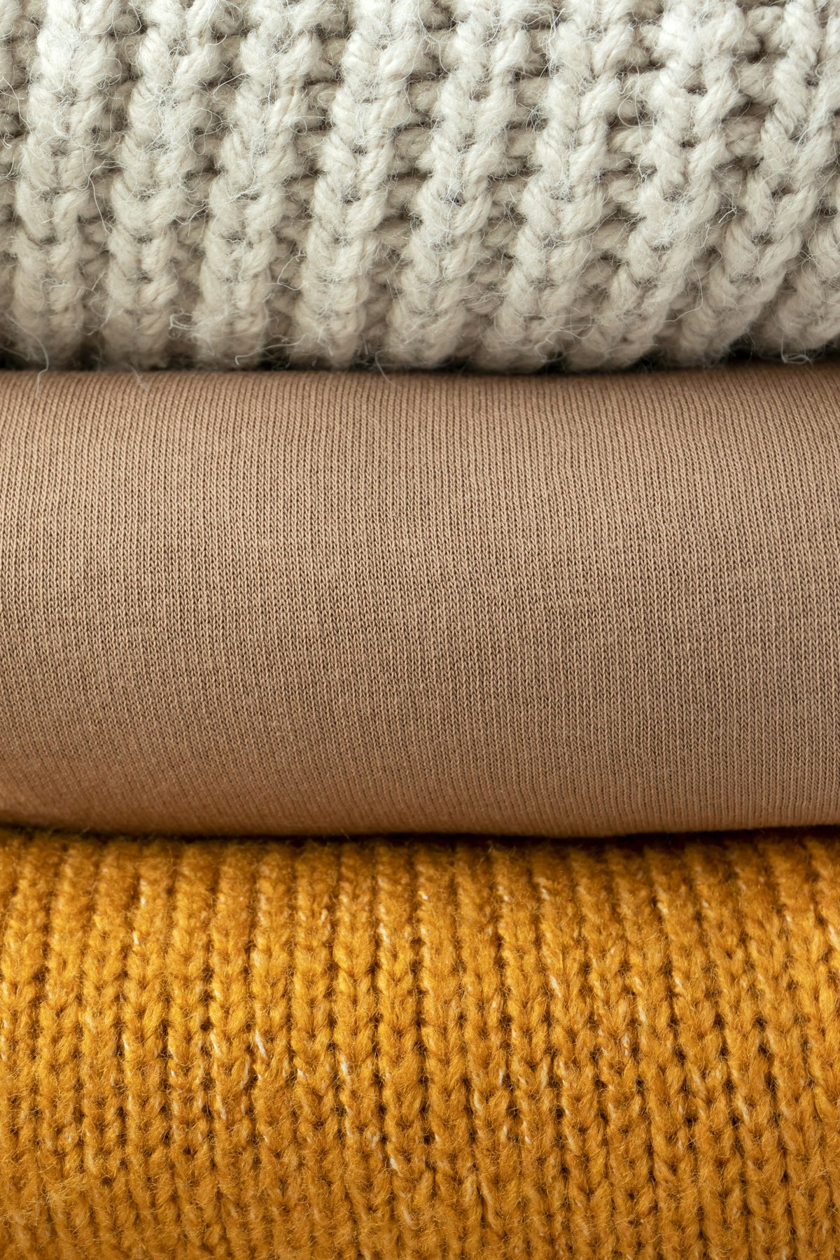 Close-up of a grey and white knit