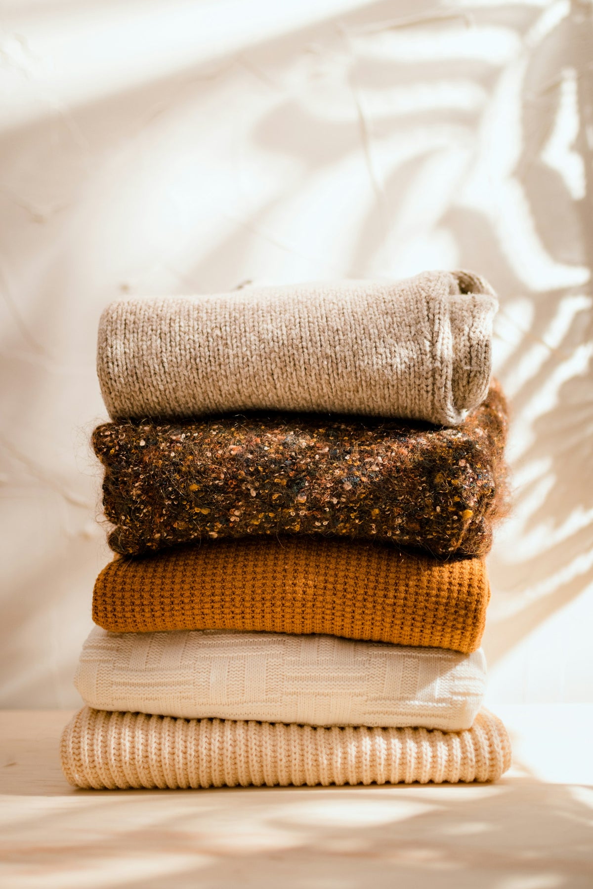 Stack of folded knitwear