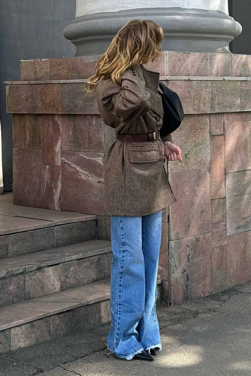 Structured Tweed-Look Double-Breasted Coat